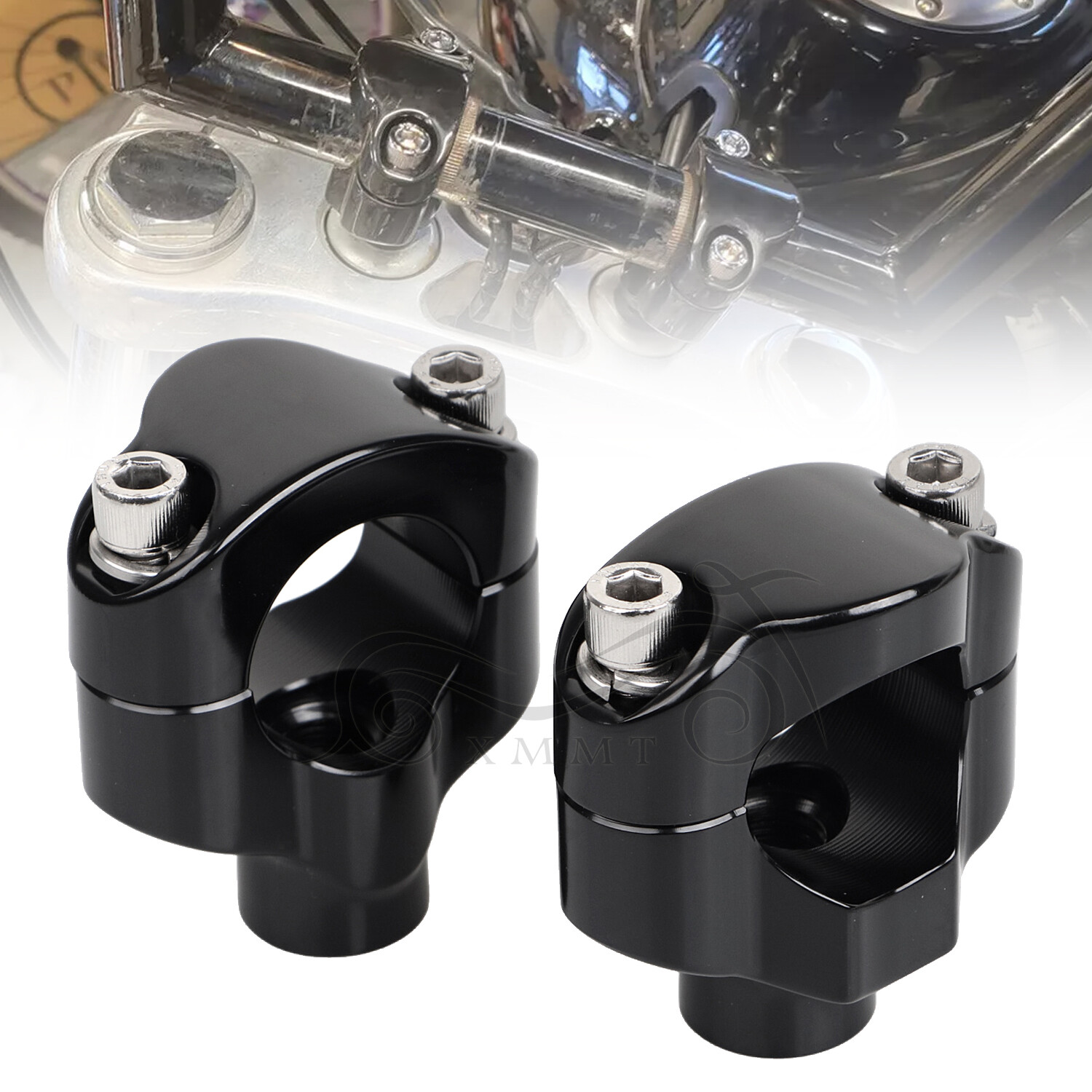 1 1/2″ Tall Handlebar Risers Clamps For Harley 1-1/4″ Bars Softail Motorcycle