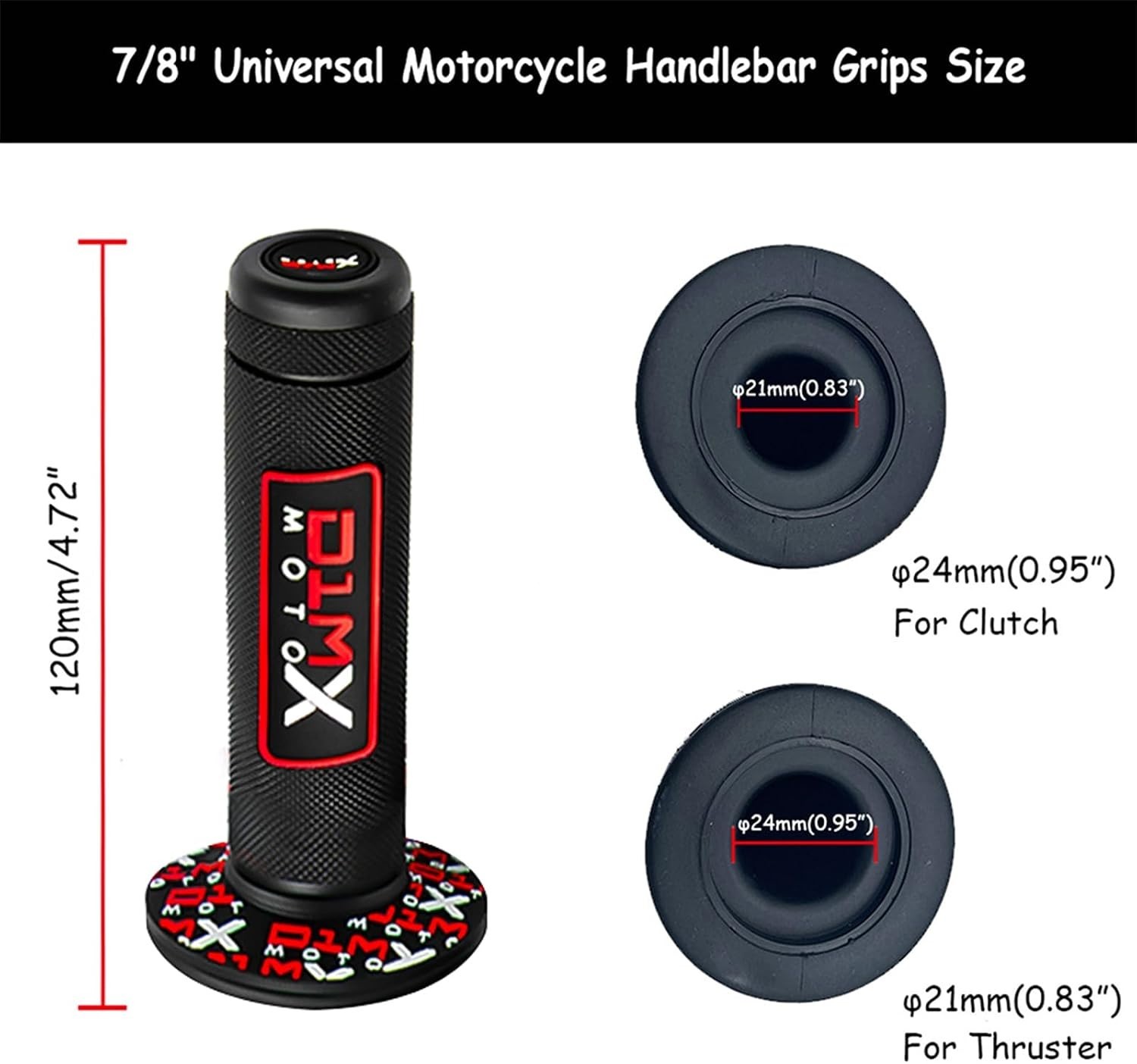 Durable Red Rubber Racing Grips for 7/8″ Motorbikes – Easy Installation