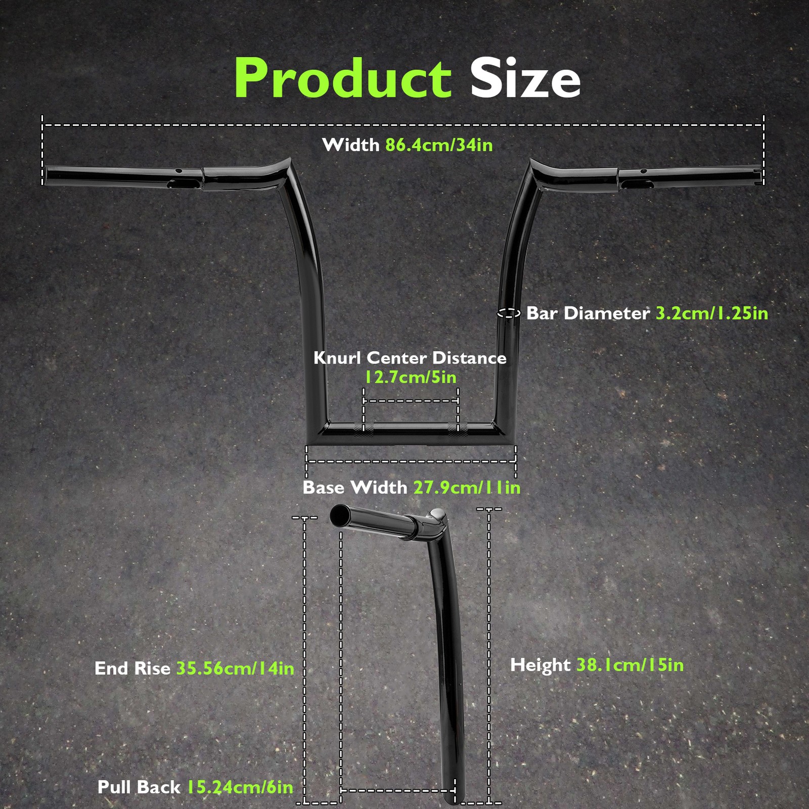 MOFUN 14″ Black Sharp Steel Pre-Drilled APE Hanger Bar For Indian Springfield