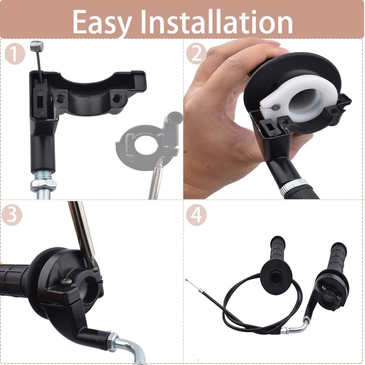 Durable Throttle Handle Grips & Cable for 50cc-250cc Bikes – Easy Installation