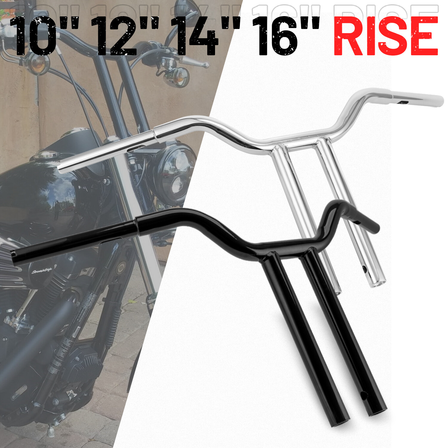 10″ 12″ 14″ 16″ Rise MX T Bars Handlebar For Harley Dyna Softail Sportster FLHR