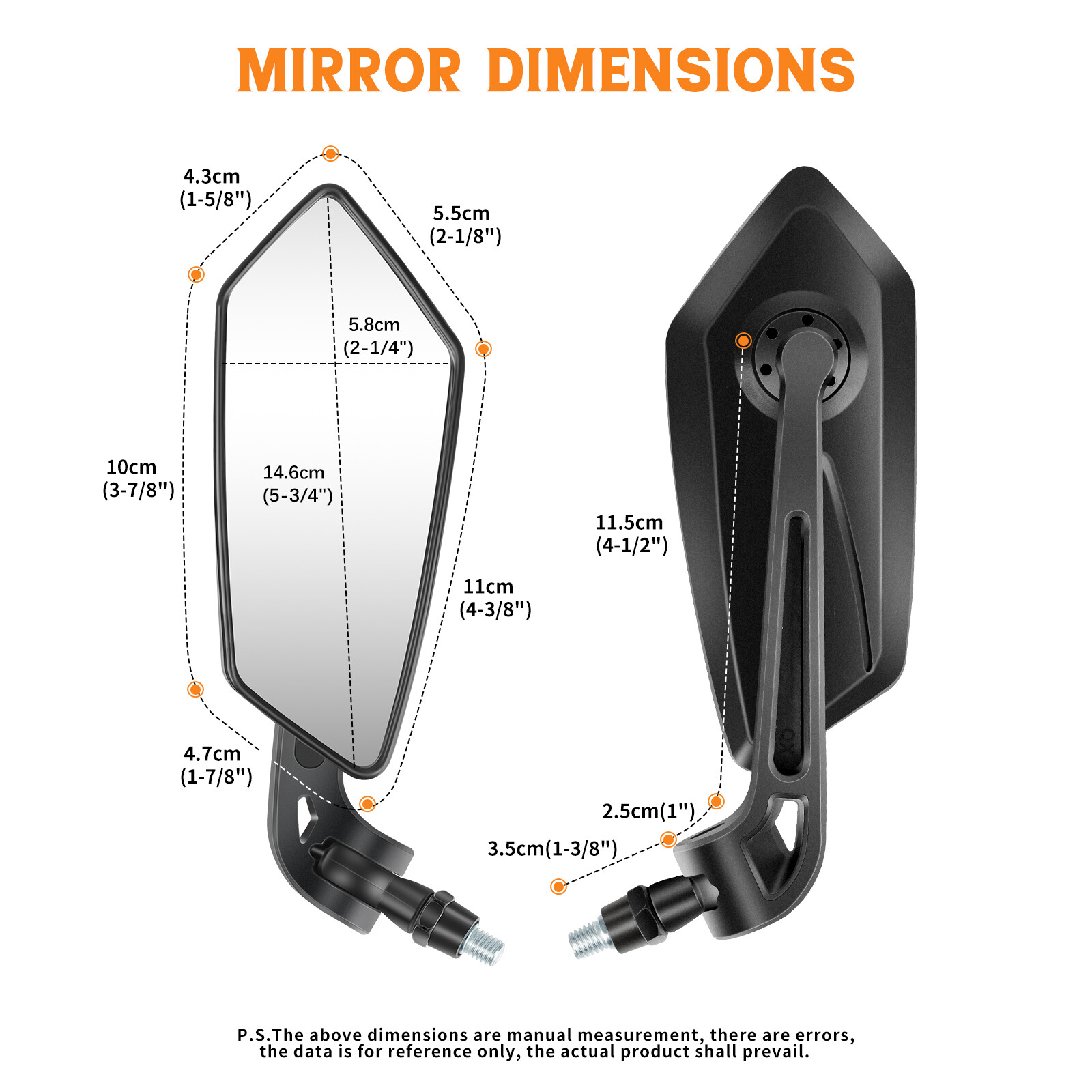 2X Motorcycle Rearview Side Wing Mirror Matte Black For Can Am Ryker 600 900 ACE