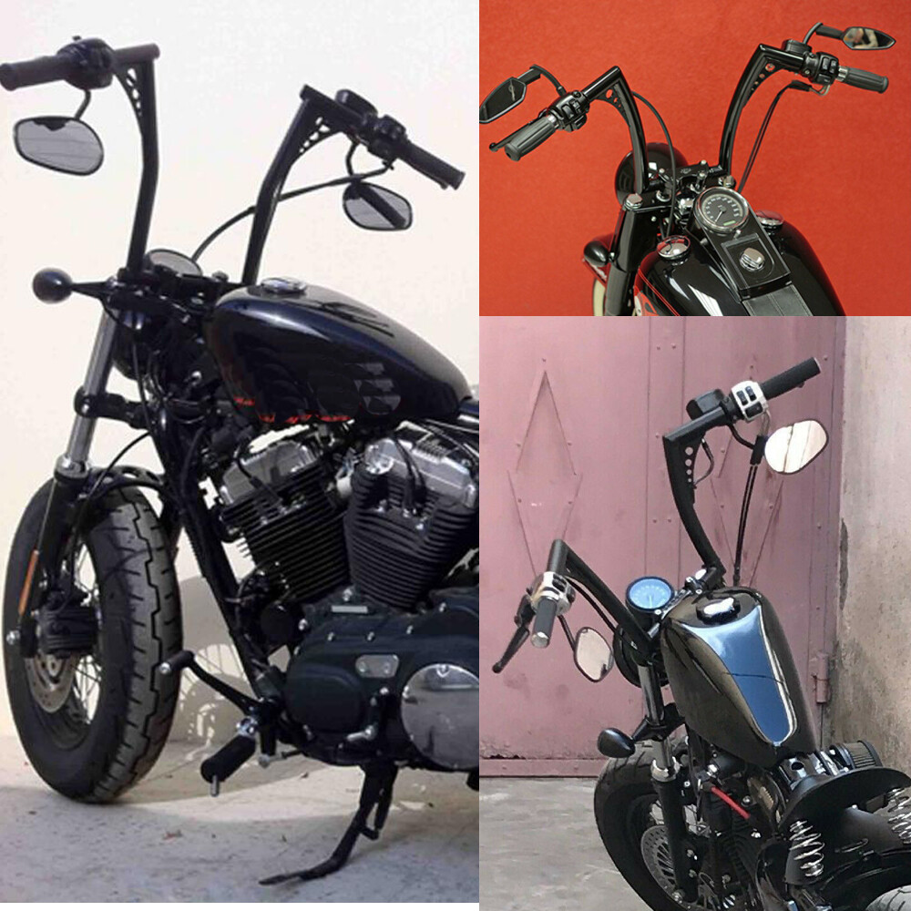 10″ 12″ 14″ 16″ Rise APE Hanger Handlebar Fat For Harley Softail Dyna Sportster
