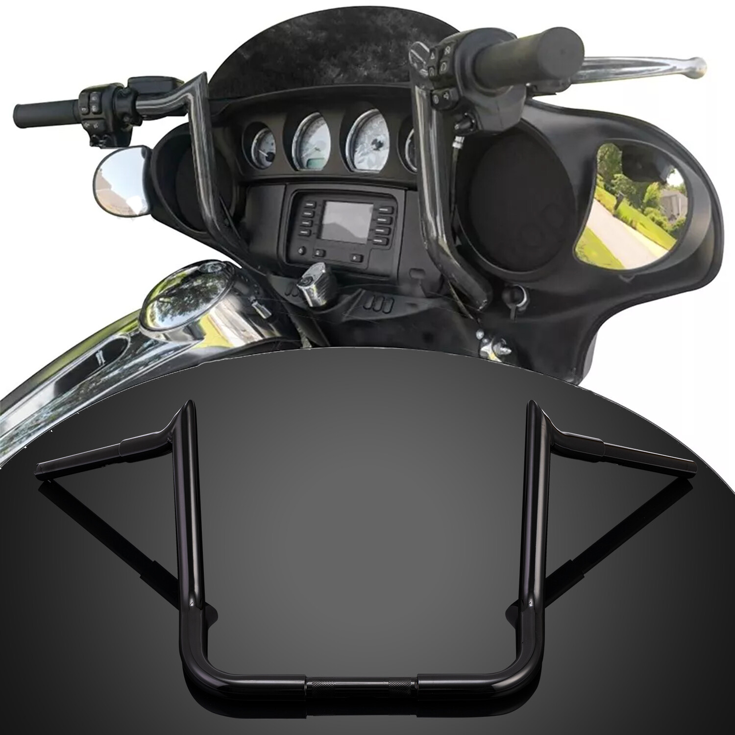 14″ Meathook Hanger 1 1/4″ Bar Handlebar Fit for Touring Electra Glide FLHT FLHX