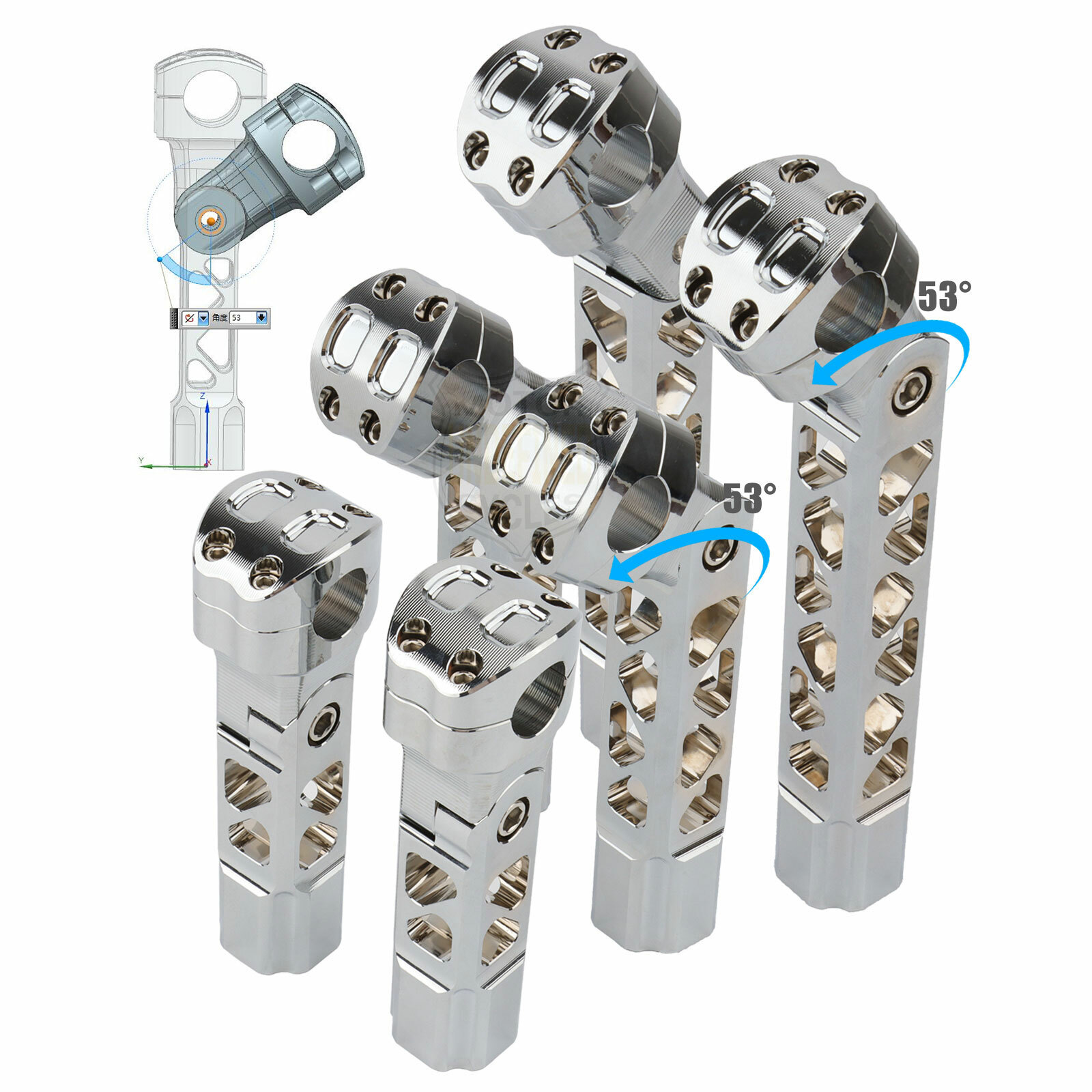 CNC 6.5/8.5/10.5″ Tall Handlebar Riser Clamp For Harley Dyna Softail Road Glide