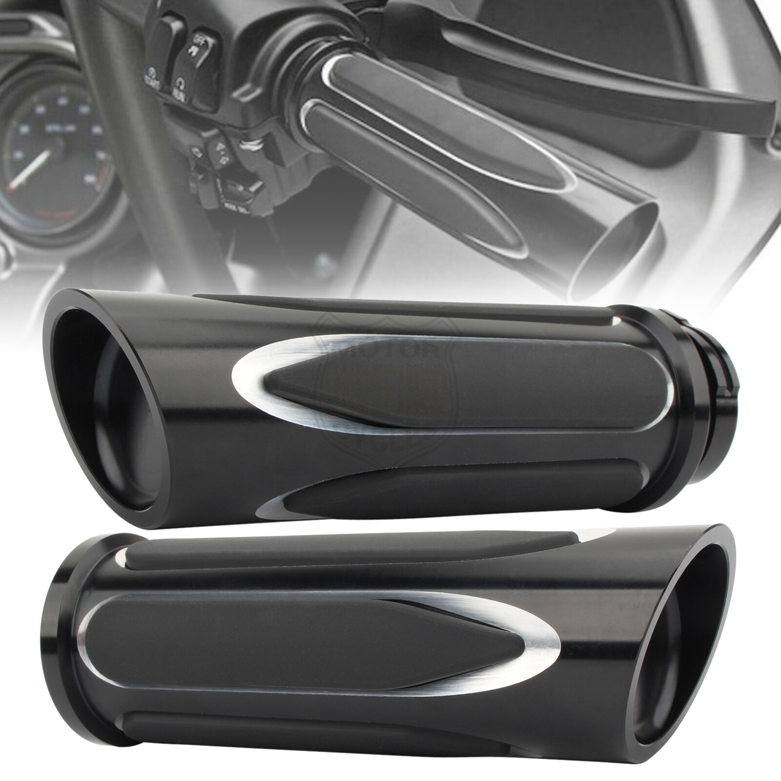 CNC Handlebar Hand Grips For Harley Touring Road King Electra Glide Softail Dyna