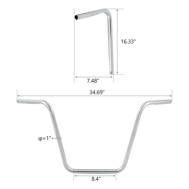 1″ Ape Hanger Handlebar 10″12″16″ Rise Fit For 1982-UP Harley W/ Wiring Recess
