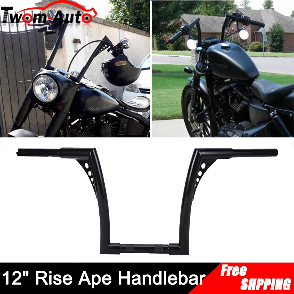 12 Inch Rise Ape Hanger Bar Handlebars For Harley Sportster XL883 1200 FLST FXST