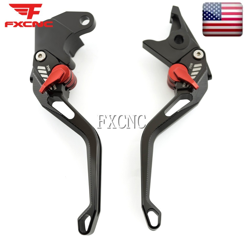 Black FXCNC Brake & Clutch Levers 3D Rhombus Adjust For Honda VTX1300 2003-2008