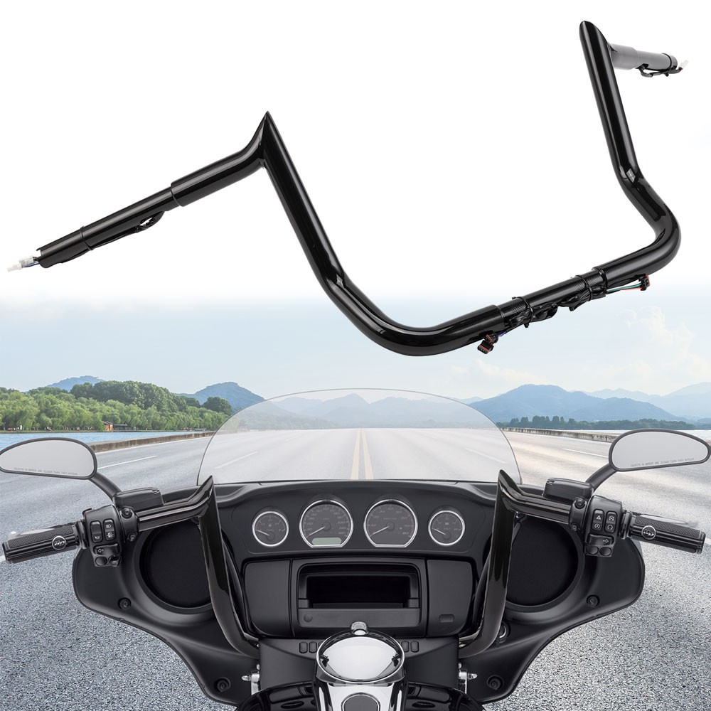 Pre-Wired 12″ Inch Meathook Ape Hanger Handlebar for Harley Electra Street Glide