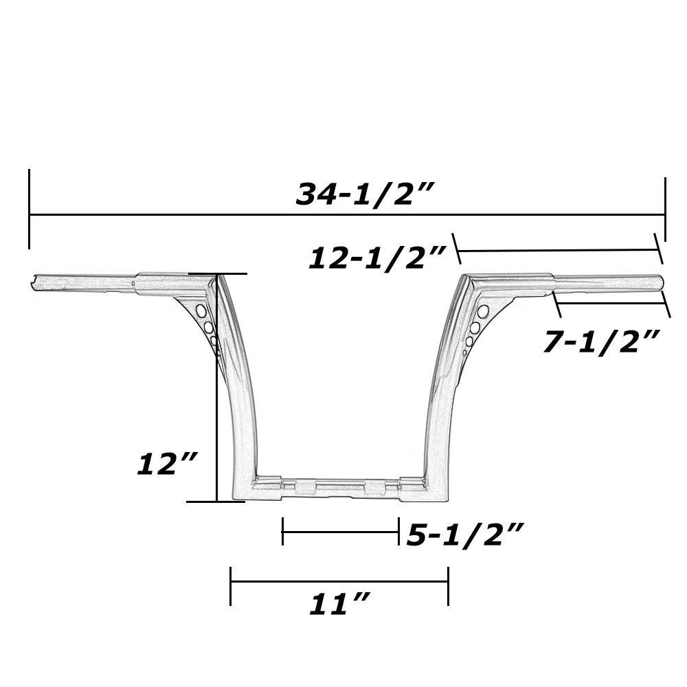 12″ Inch Handlebars Rise Ape Hangers For Harley Sportster XL 883 1200 FLST FXST