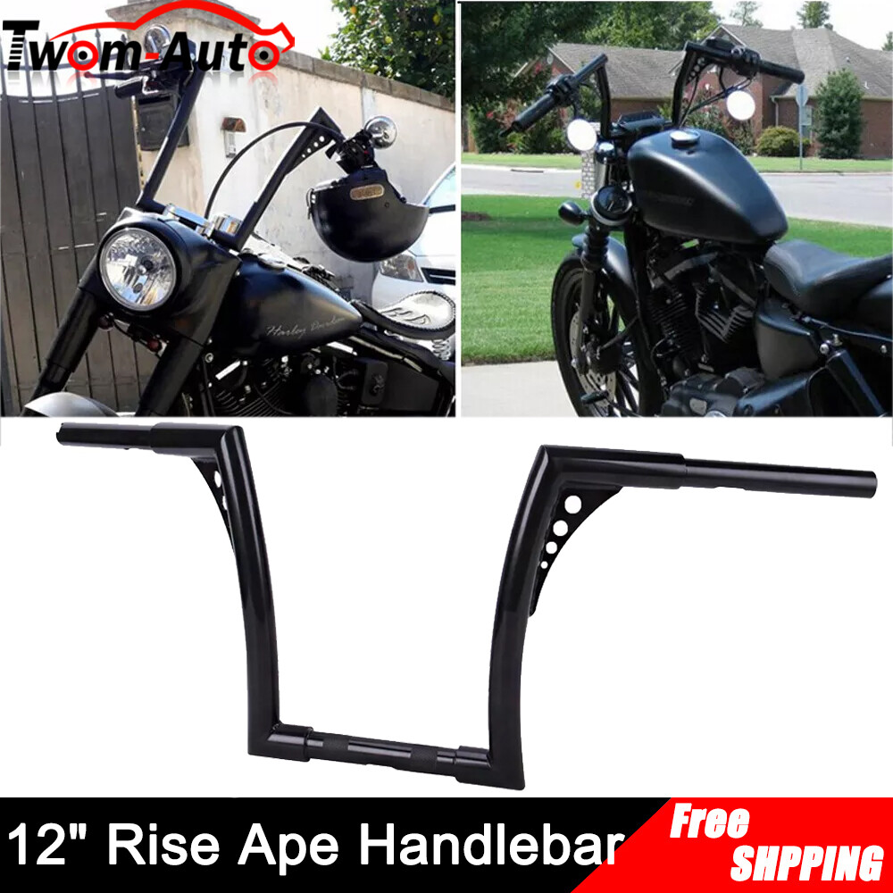 12 Inch Rise Ape Hanger Bar Handlebars For Harley Sportster XL883 1200 FLST FXST