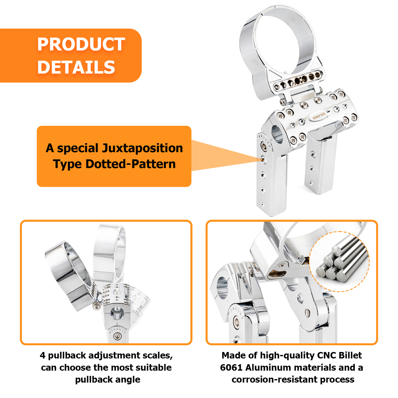 6″ Handlebar Riser Clamp with Gauge Mount Housing for Harley Dyna Fat Street Bob