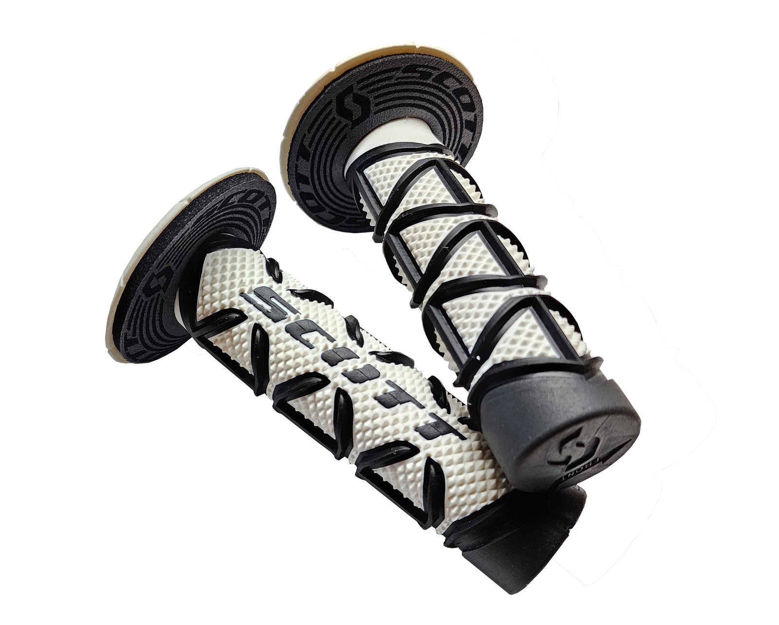 SCOTT DIAMOND HANDLEBAR GRIPS BLACK WHITE WITH DONUTS MOTOCROSS DIRTBIKE
