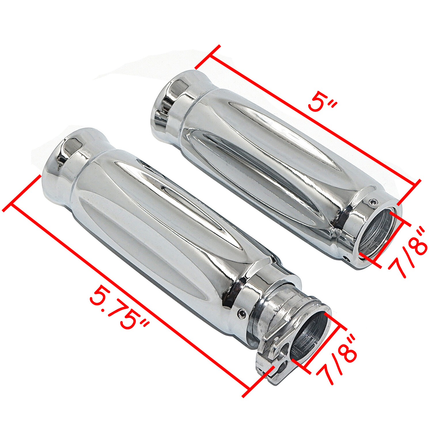 Custom NEW MOTORCYCLE HAND GRIPS FOR 7/8″ 22mm HANDLEBAR SPORTS BIKES Chrome