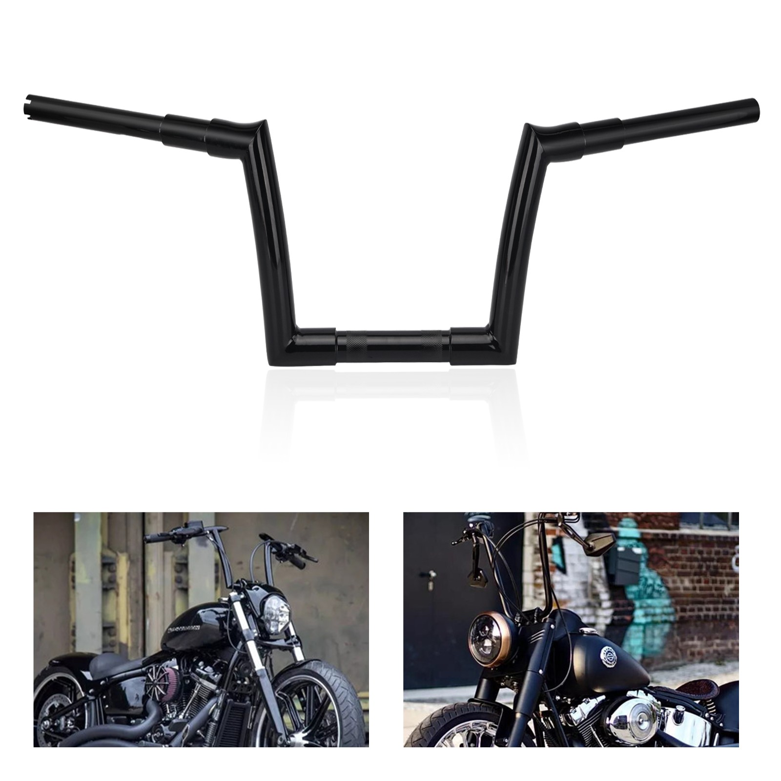 14″ Rise Fat Mini Ape Handlebar Black For Harley Road King FLHR FLHRC 2017-2025