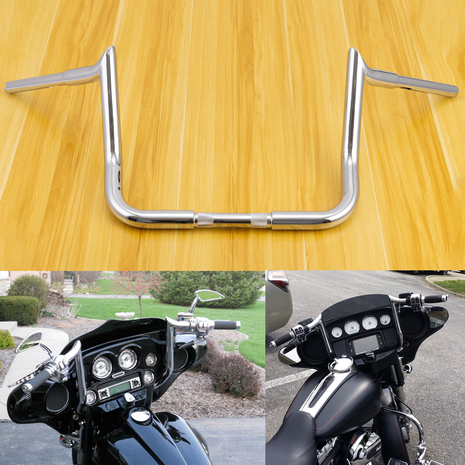 12″ Meathook Ape Hanger Handlebar Fit For Harley Street Glide Electra Glide CVO