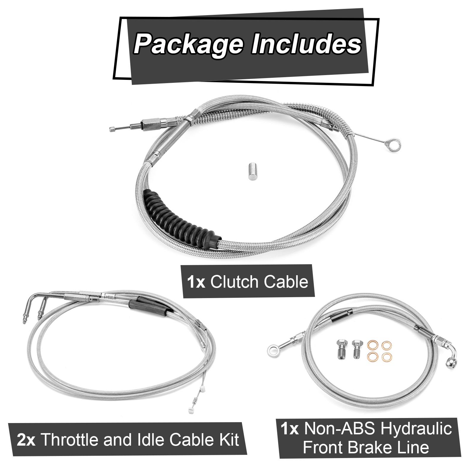 Durable Handlebar Brake Clutch Cable Set 12 Inch For Harley 2000-2006 Non-ABS