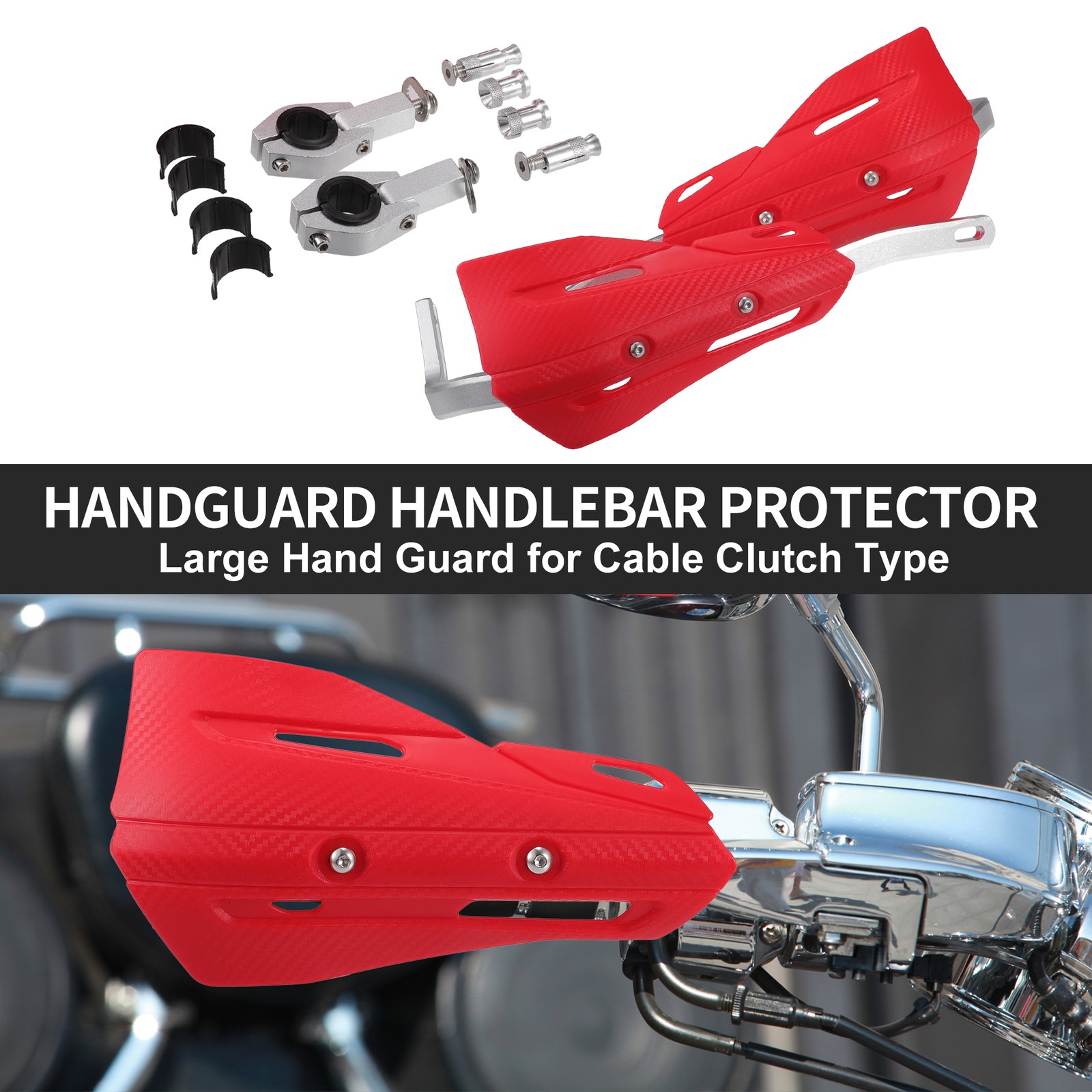 1 Set of Red Off-road Motorcycle Aluminum Alloy Handlebars Plastic Handguards