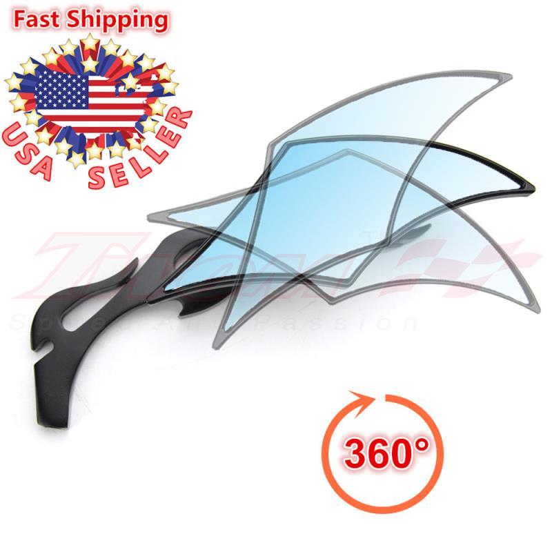 Motorcycle Universal Metal Black Side Rearview Mirrors M8 M10 Blade Bobber Honda