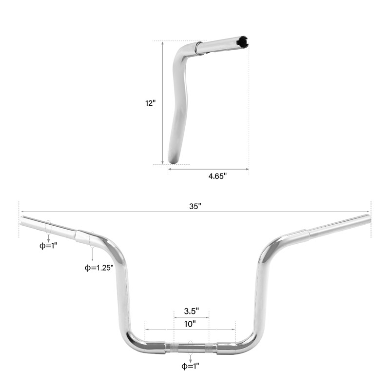 12”/14”/16″/18” Ape Hanger 1 1/4″ Handlebar Fit For Harley Heritage Softail