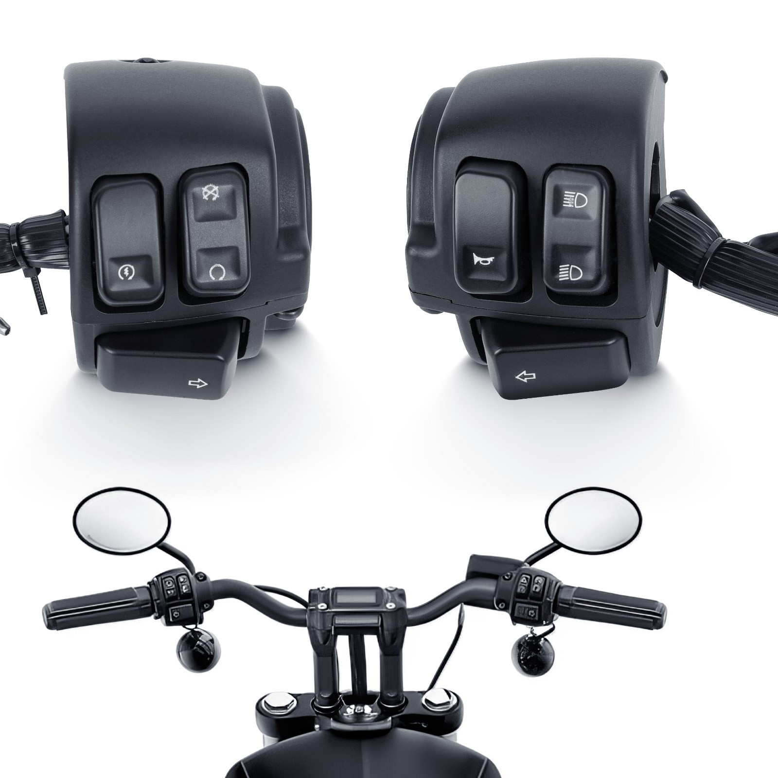1″ Handlebar Hand Grips & Control Switches Kit For Harley Sportster XL 883 1200