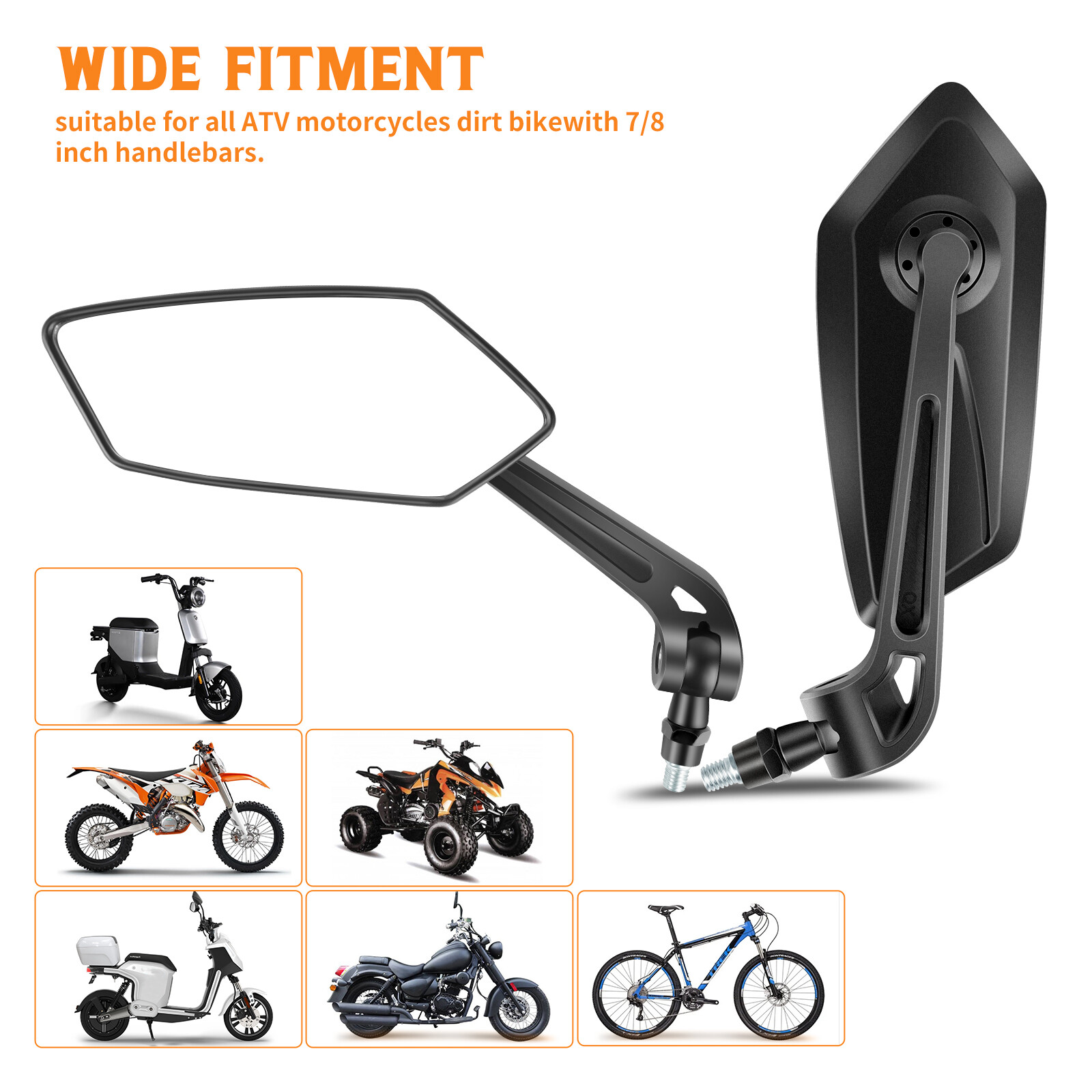 2X Motorcycle Rearview Side Wing Mirror Matte Black For Can Am Ryker 600 900 ACE