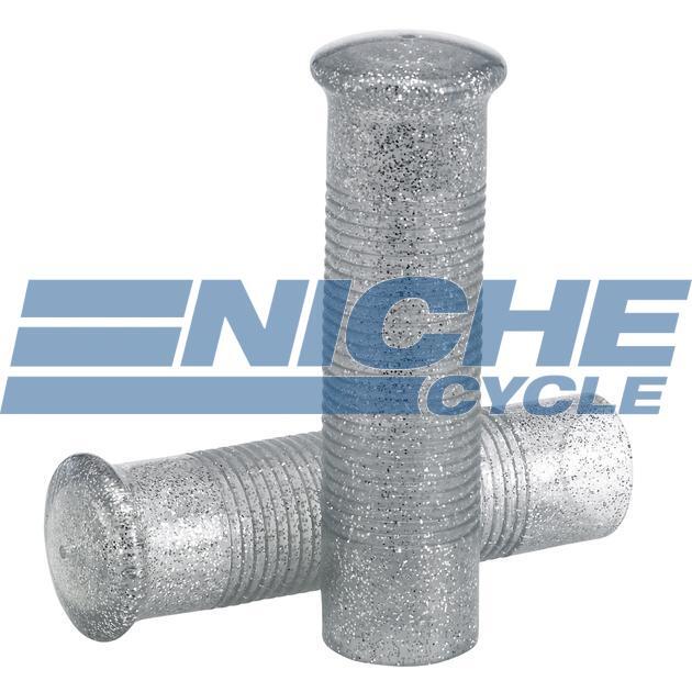 Silver 120mm Metal Flake Chopper Bobber Motorcycle Grips 1″