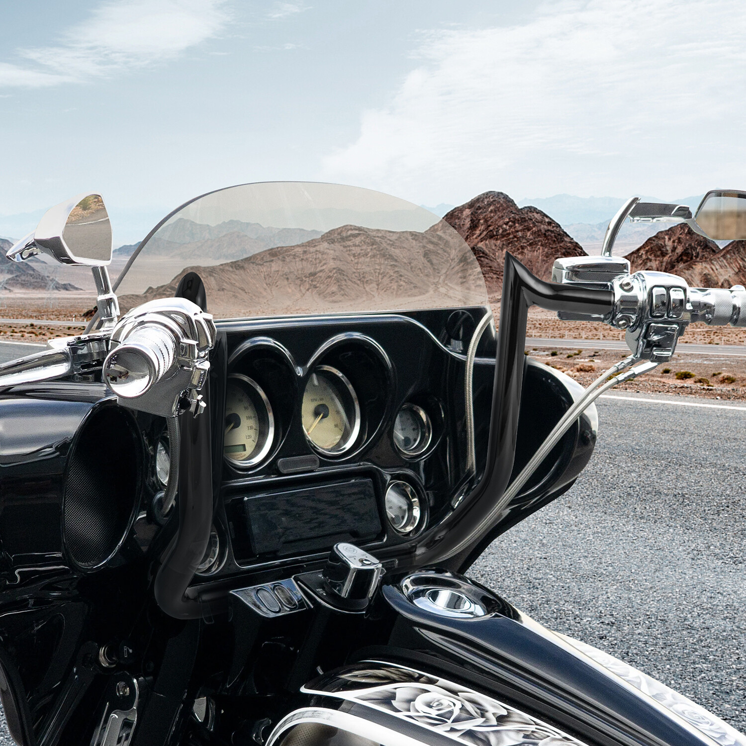 14″ Meathook Hanger 1 1/4″ Bar Handlebar Fit for Touring Electra Glide FLHT FLHX