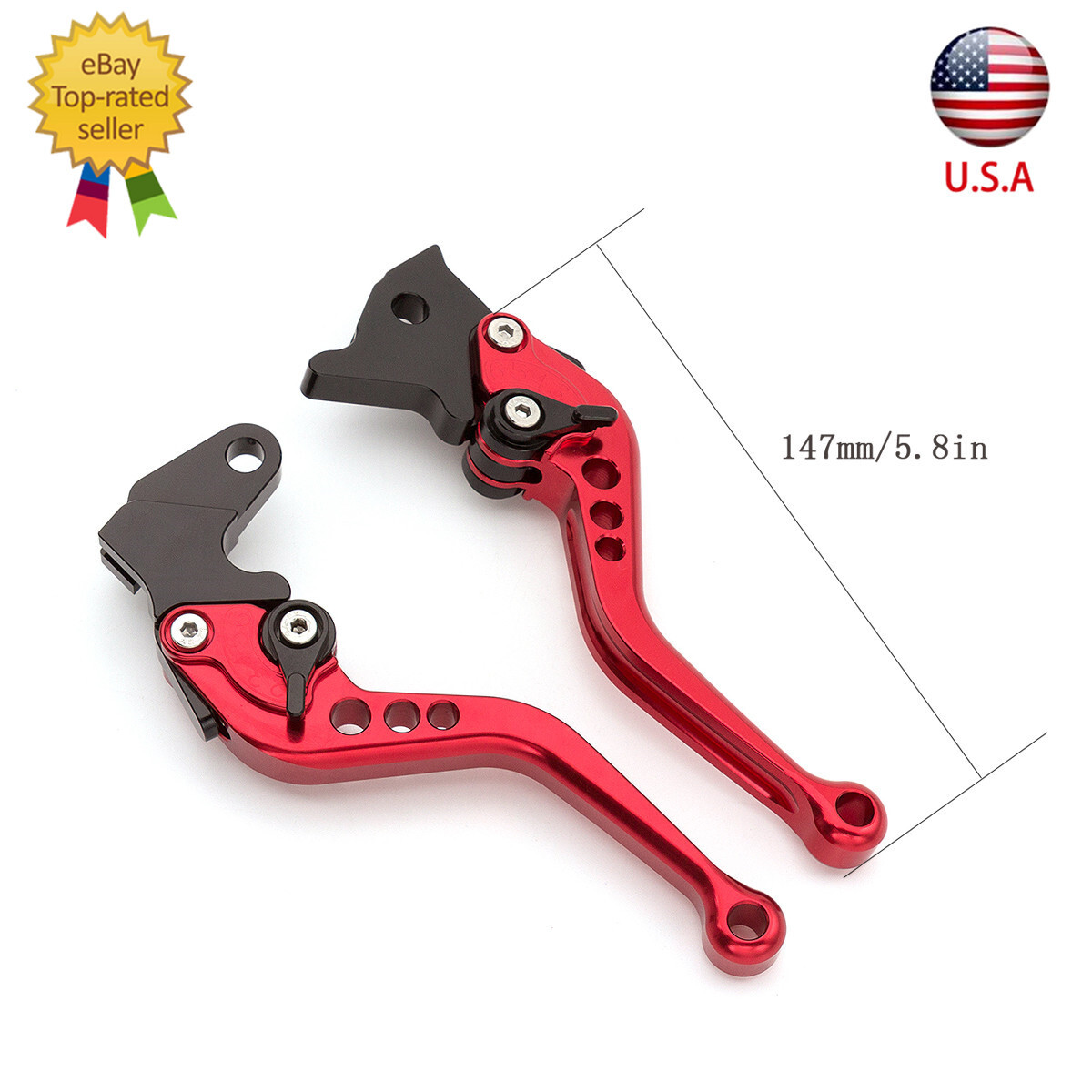 For Yamaha Kawasaki Honda Benelli Red CNC Brake Clutch Levers Adjustable Short