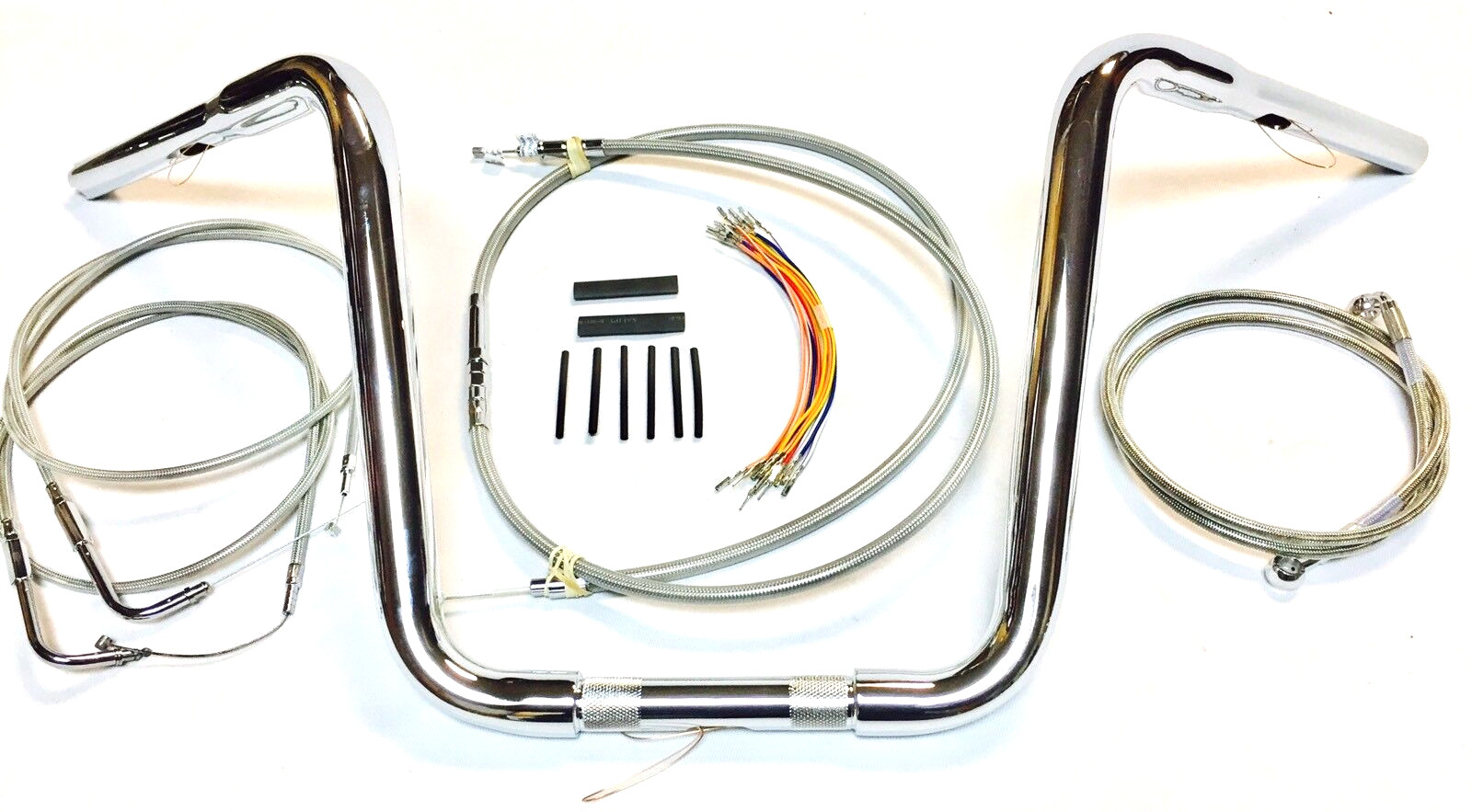 16″ x 1.25″ Ape Hanger Chrome Handlebar Kit 11-15 Harley Heritage Softail ABS