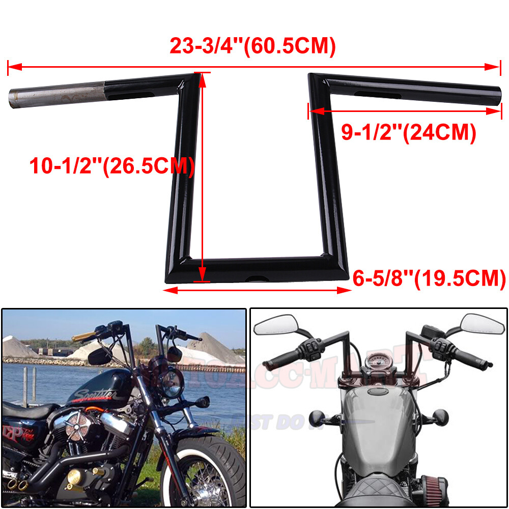 Motorcycle 1″ inch Drag Z-Bar Rise 10-1/2″ Ape Hanger Handlebar For Harley FXS