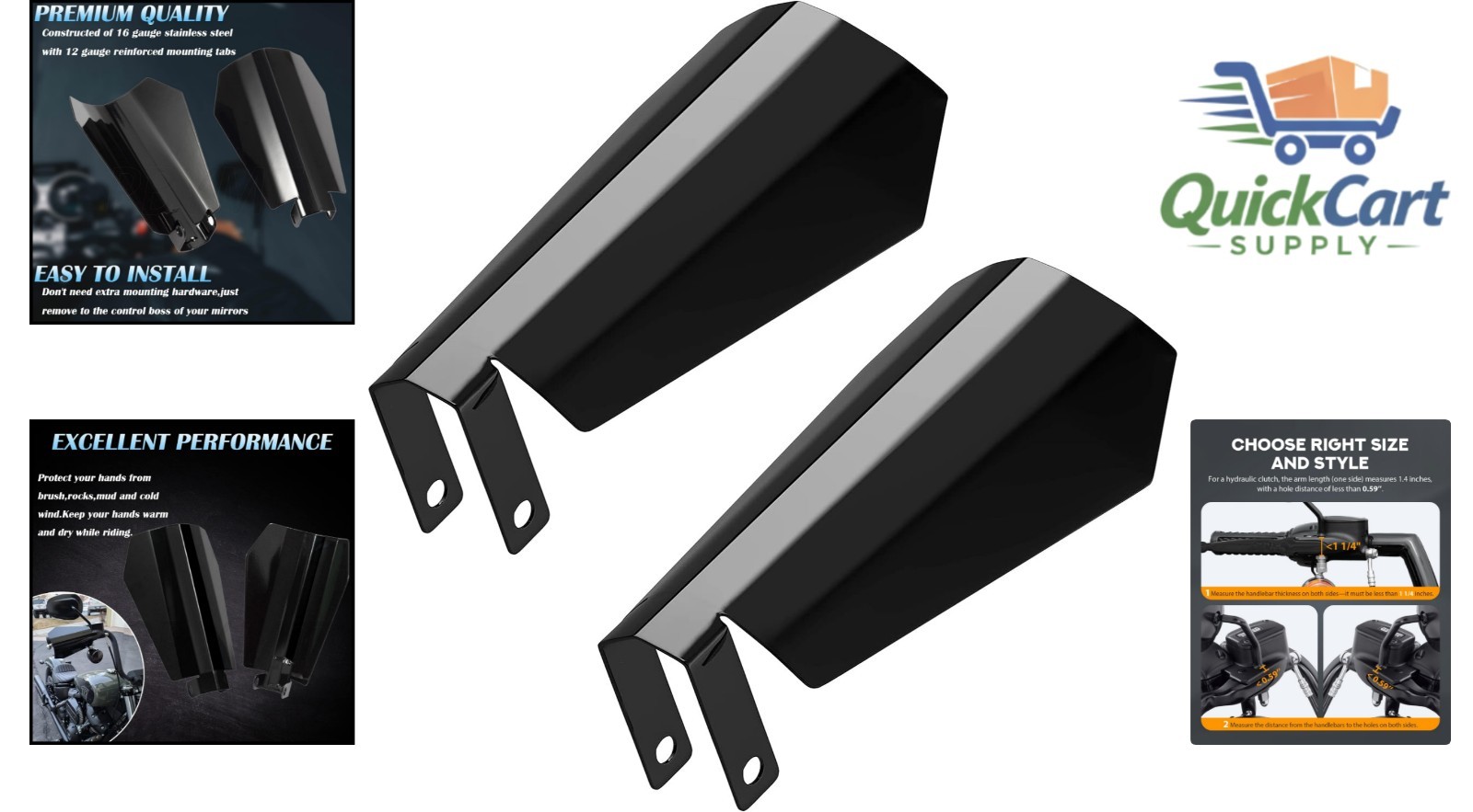 Durable Bolt-On Gloss Black Hand Guards for Harley Electra Glide and Road King