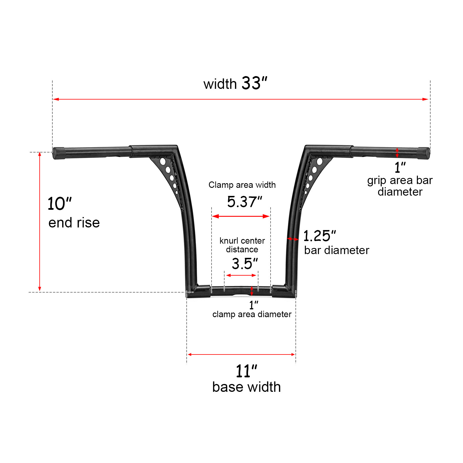 10″ 12″ 14″ Ape Hangers Handlebars 1-1/4″ for Harley Sportster Softail Dyna XL