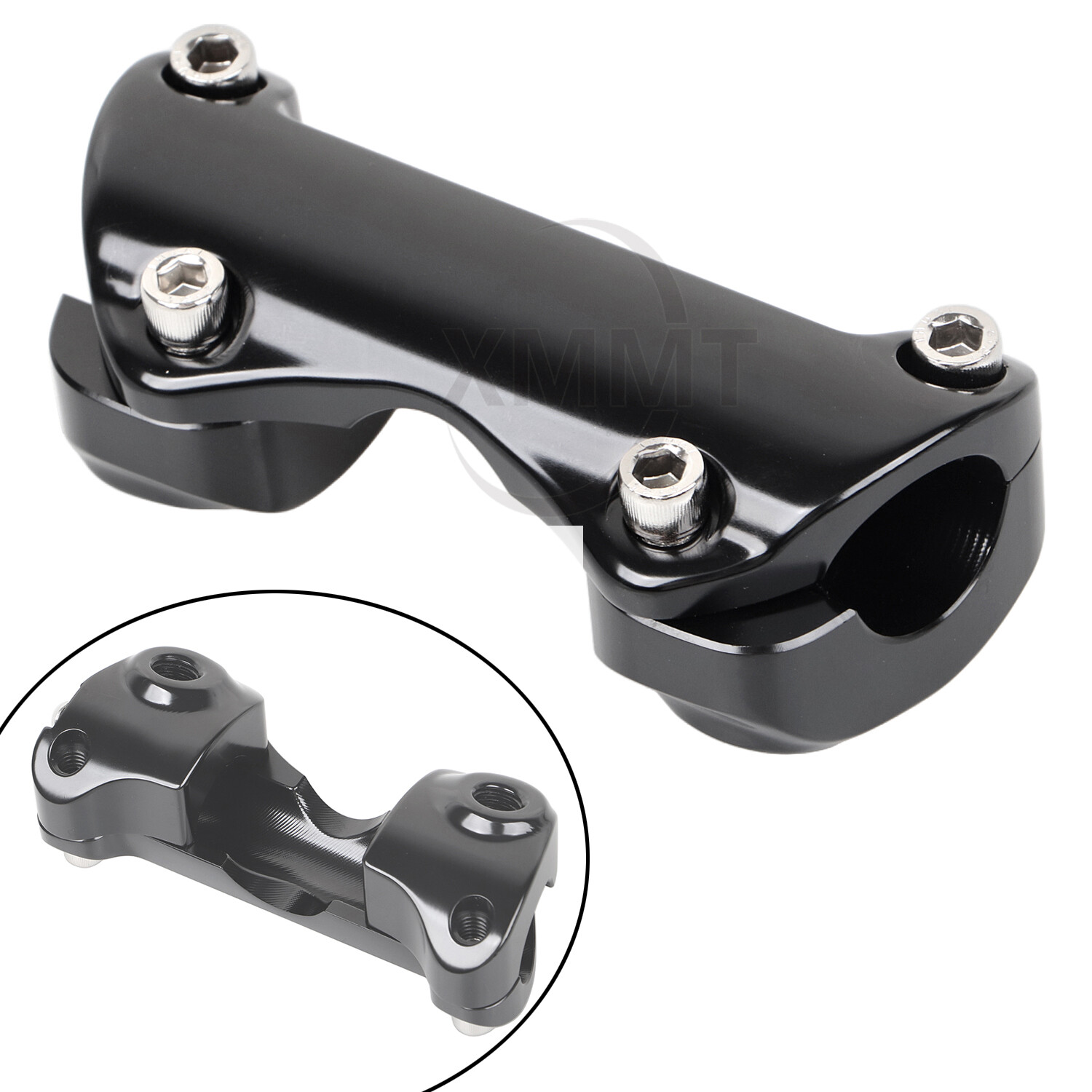 Black 1″ Handlebar Risers Top Clamp For Harley Touring Road King Street Glide