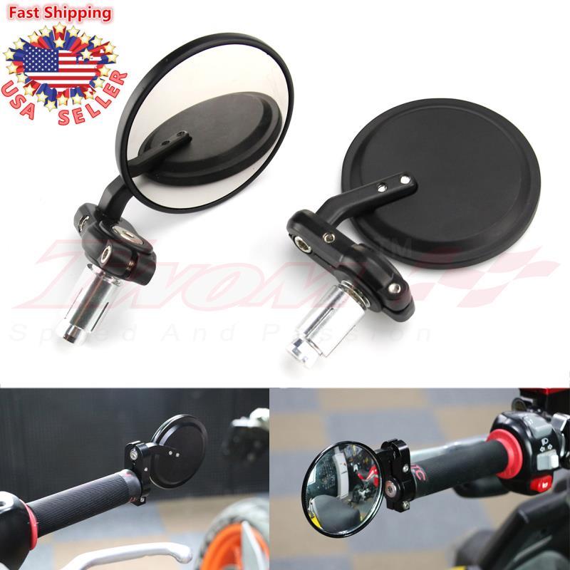 Black Handle 7/8″ Bar End Motorcycle Rear View Side Mirror For Honda GROM MSX125
