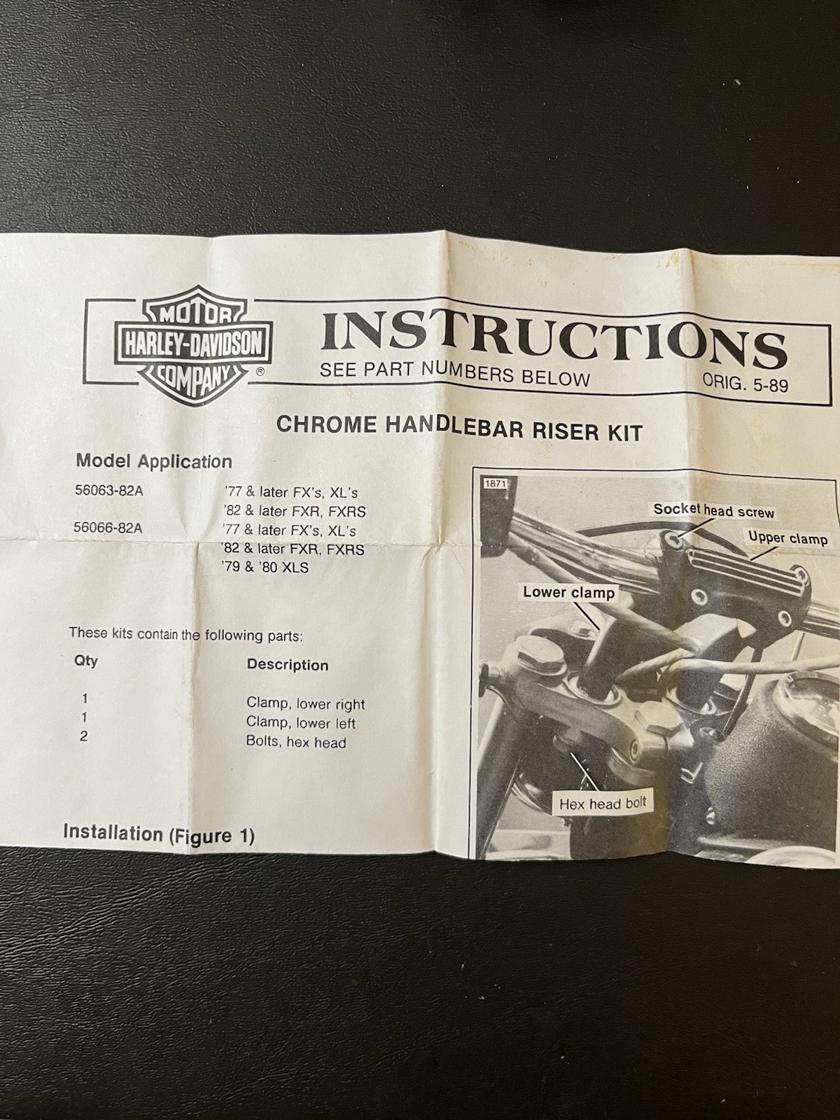 Harley Davidson Chrome Set Back Riser Kit 56066-82A
