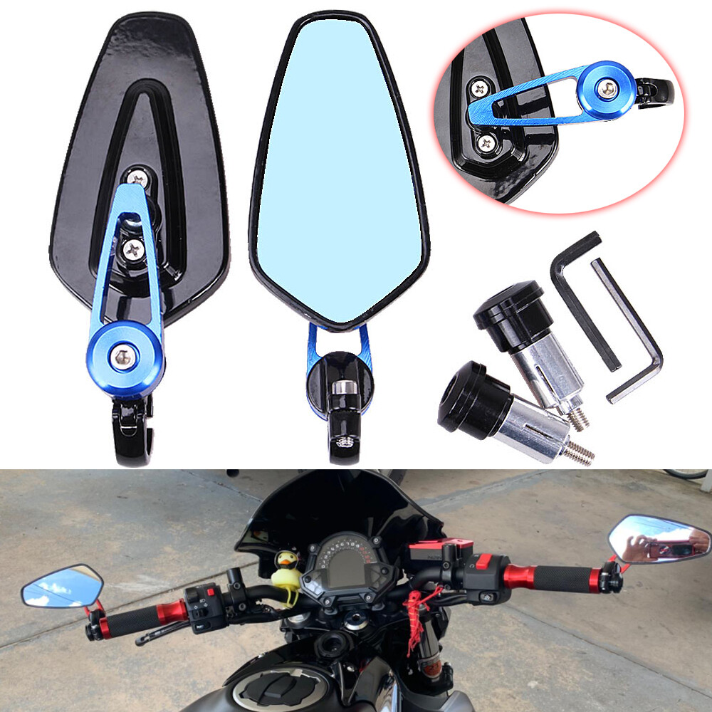Universal Motorcycle 7/8″ 22mm Handle Bar End Rearview Side Mirrors Aluminum 2X