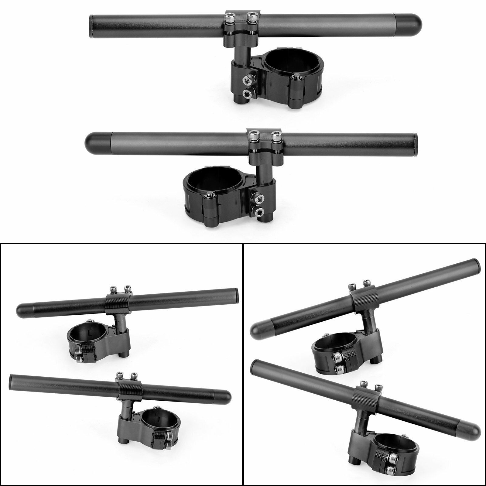 Universal Adjustable Rotatable CNC Billet Clip Ons Fork Tube Handlebar 47mm BLK