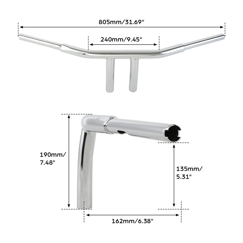 4/6/8/10/12/14/16” Rise T-Bar Handlebar Fit For Harley FLST FXST Sportster Dyna