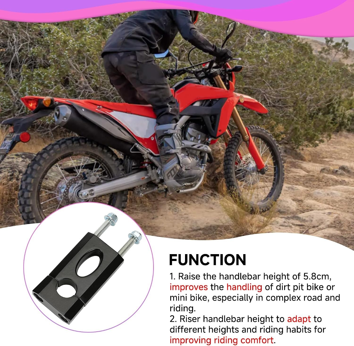 Durable 22mm Handlebar Risers for Improved Control in Dirt Bikes and Mini Bikes
