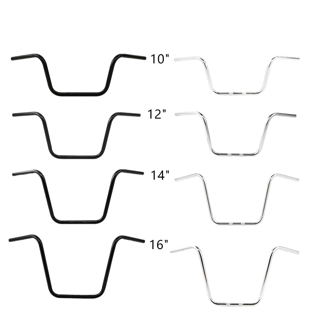 Chrome/Black 10/12/14/16″ Rise Ape Hanger 1″ Handlebars Fit For Harley FXST FLST