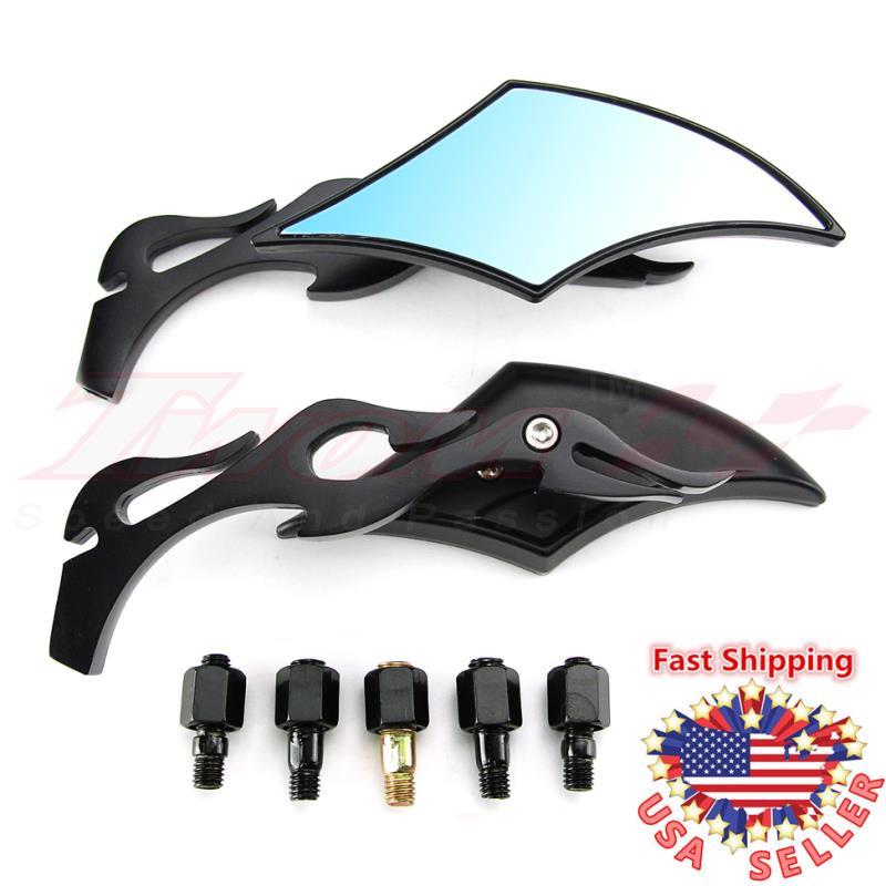 Motorcycle Universal Metal Black Side Rearview Mirrors M8 M10 Blade Bobber Honda