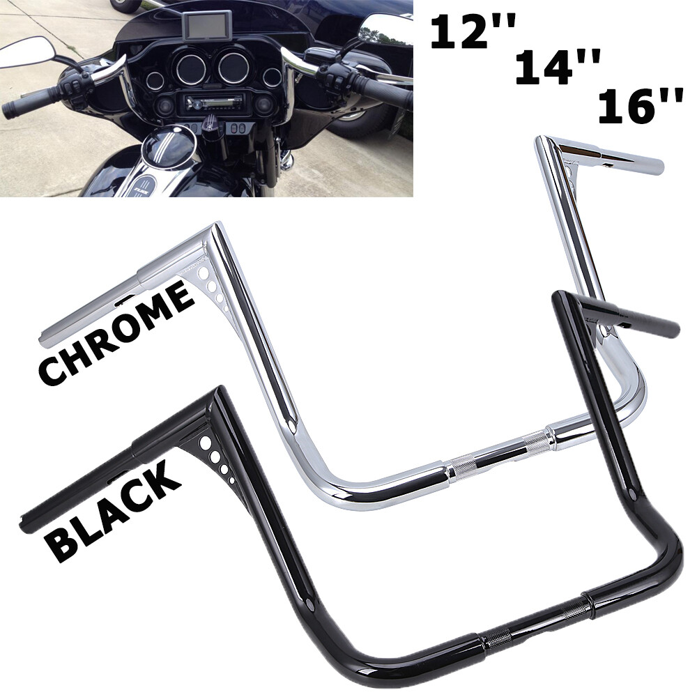 12 14 16″ 18″ Rise Ape Hanger HandleBar For Harley Touring Electra Street Glide