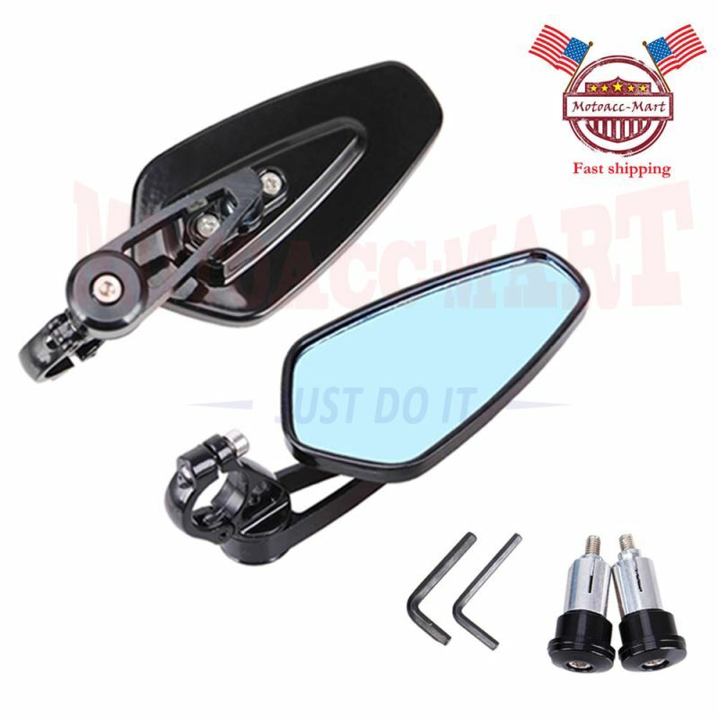 2x CNC Rear View Side Mirror Universal for Motorcycle 7/8″ 22mm Handlebar End US