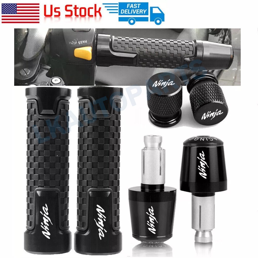 Black CNC Grip Handle bar Balanced Plug slider End Cap Cover For KAWASAKI NINJA