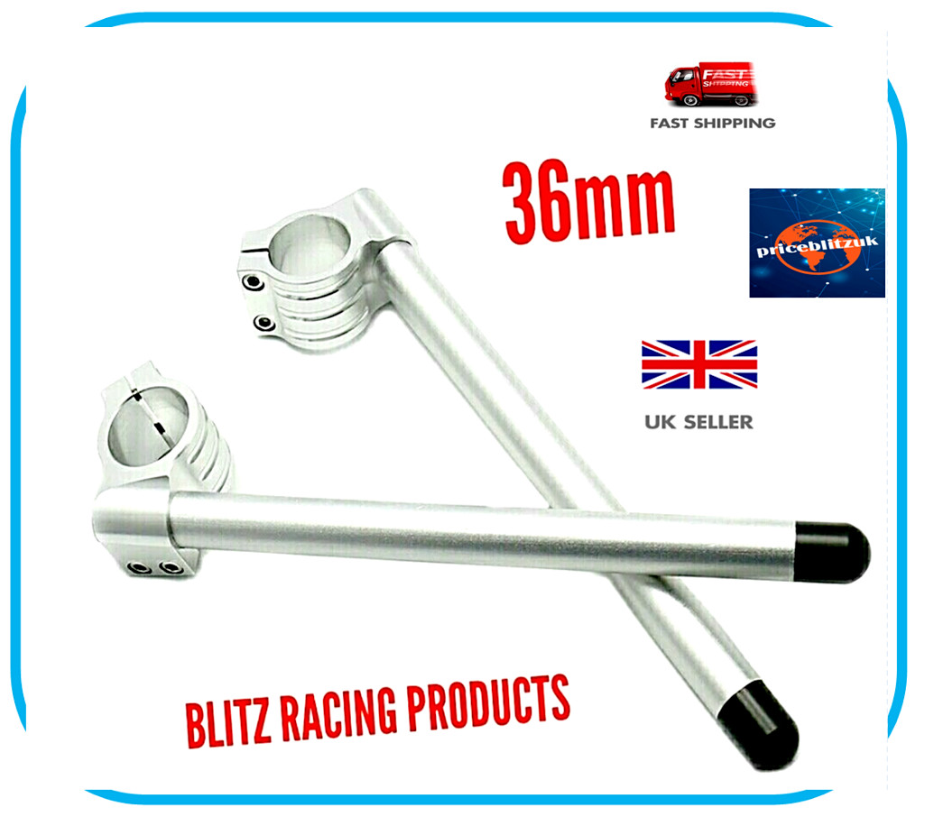 36mm Clip Ons Handlebars Fork Tube Motorcycle SILVER/(ALLOY) – UK SELLER