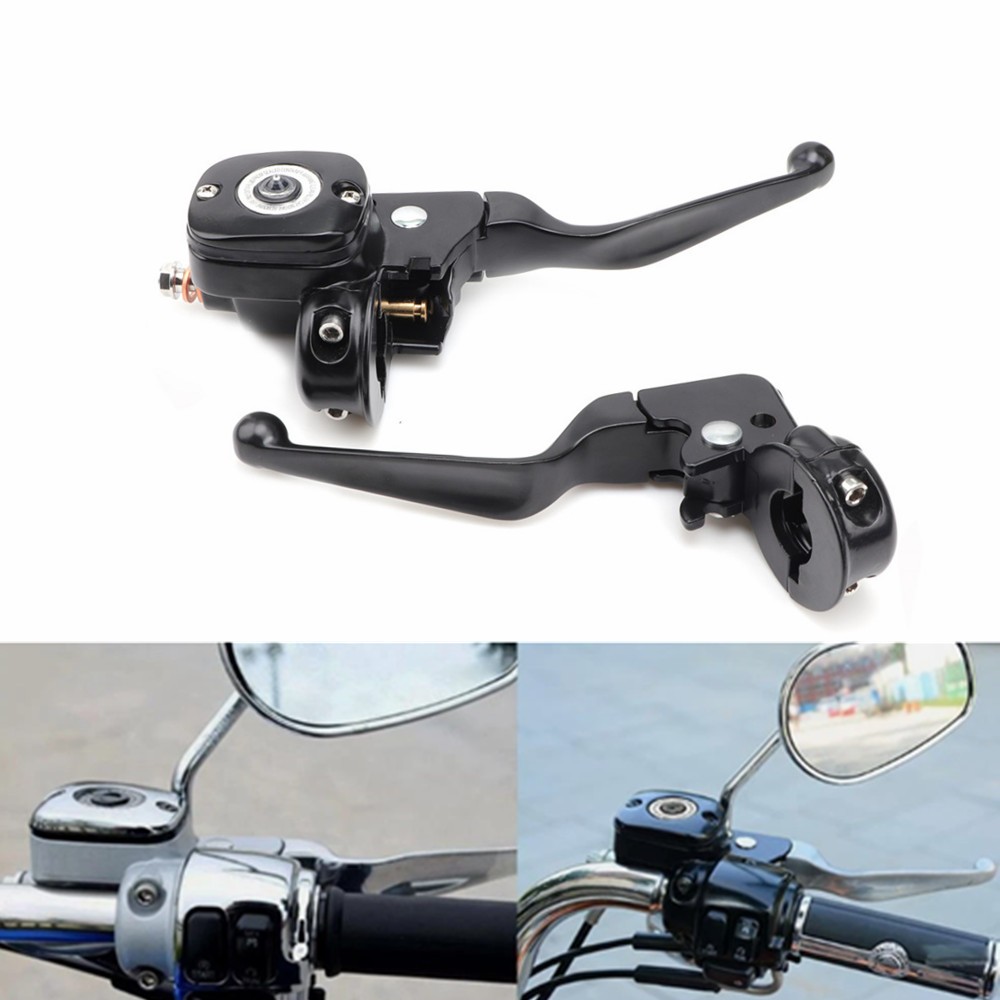 Black Brake Clutch Lever Pump Master Cylinder For Harley Softail Deluxe Fat Boy