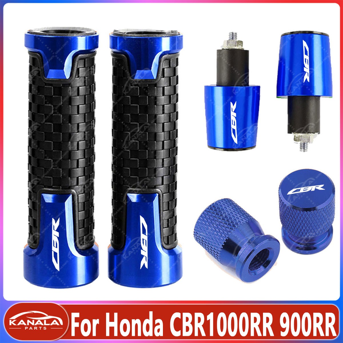 1Pair Left Right Handlebar Grips + grip Ends Plug For Honda CBR1000RR 900RR Blue