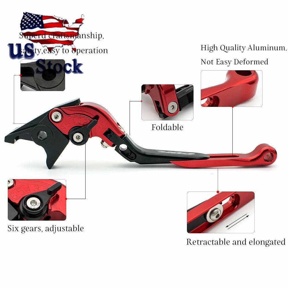 US Stock For Honda CBR900RR 1993-1998 1999 Fold Extend Brake Clutch Levers Red